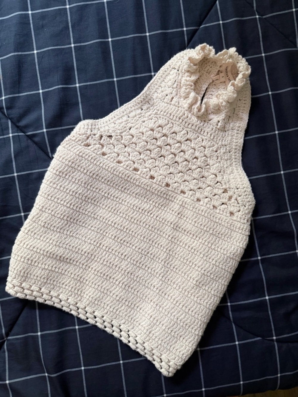 Rebecca Taylor Cream Crochet Halter Top